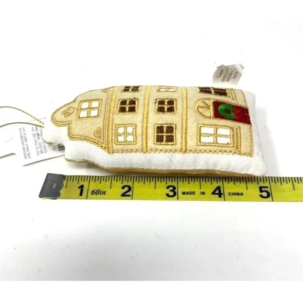 Target Fabric House with Red Door Christmas Tree Ornament Cream Wondershop™